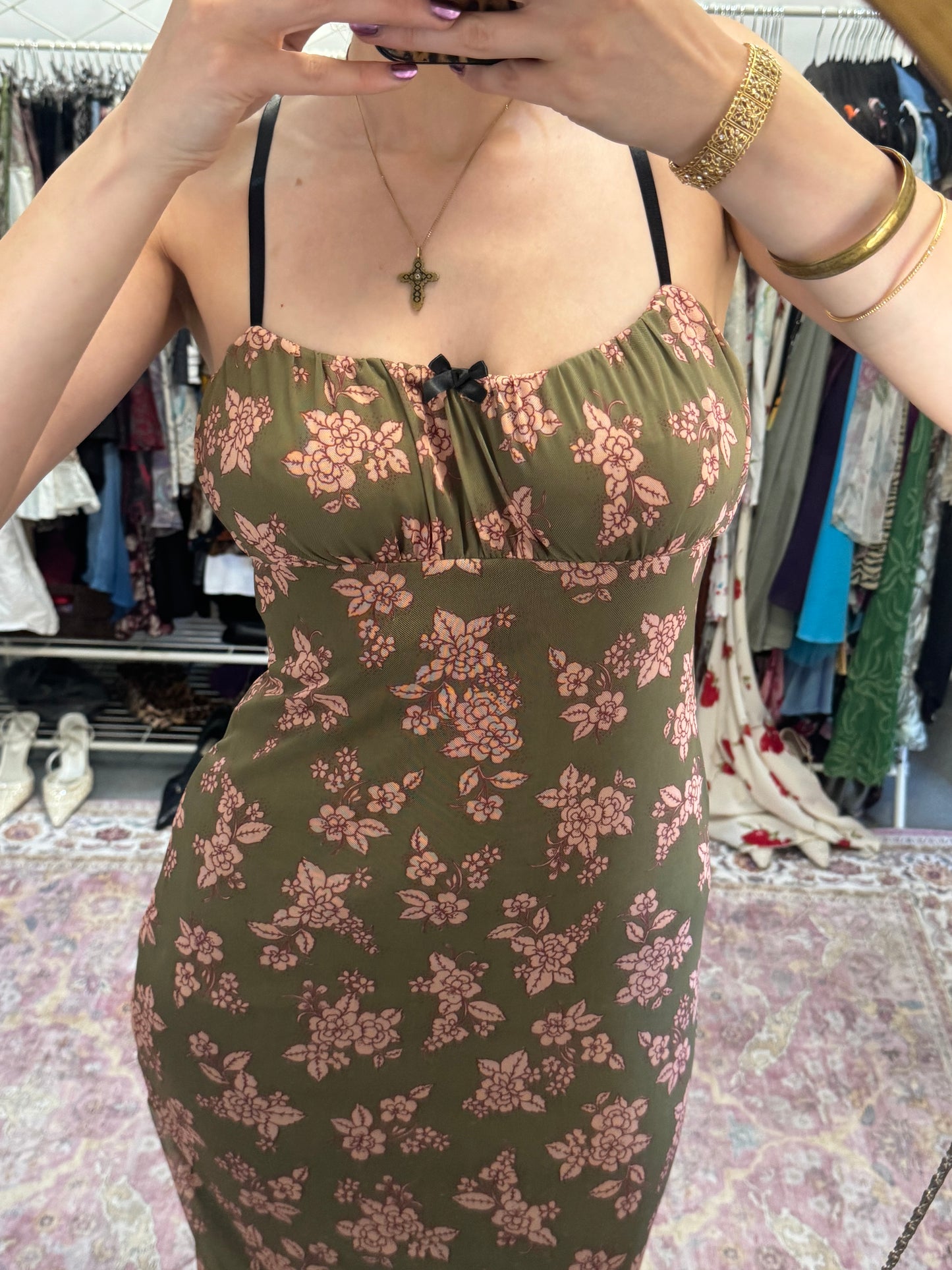 Vintage river island floral max dress with split thigh