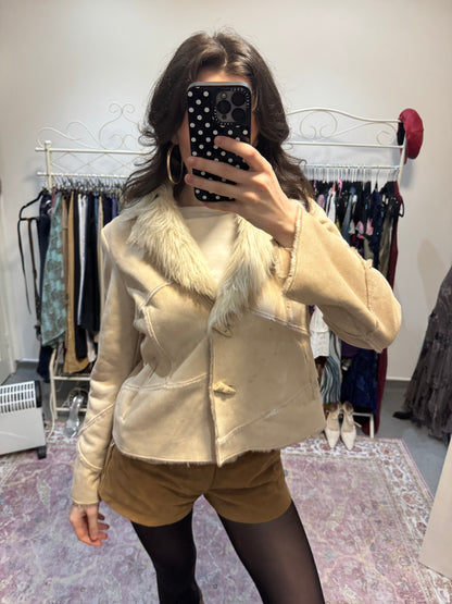 Vintage 00’s suede fur trim coat