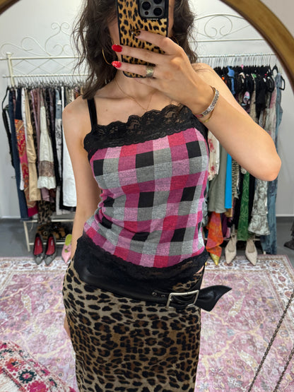 Vintage 00’s checkered lace trim cami