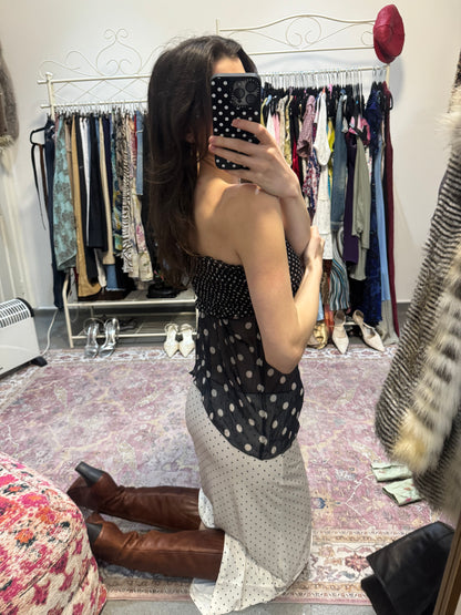 Vintage 00’s polka dott off the shoulder floaty split top