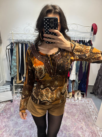 Vintage 00’s patterned boho blouse