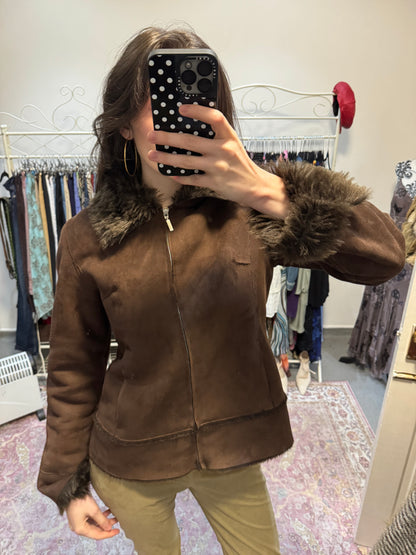 Vintage papaya faux fur coat