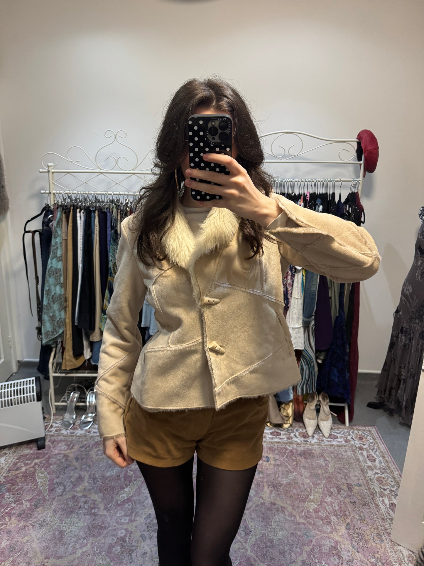 Vintage 00’s suede fur trim coat