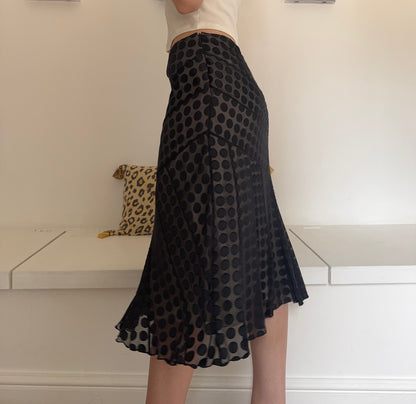 Vintage polka dot midi skirt