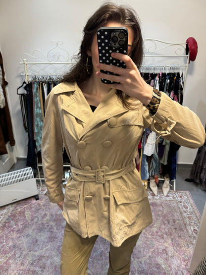 Vintage per Una button up trench coat