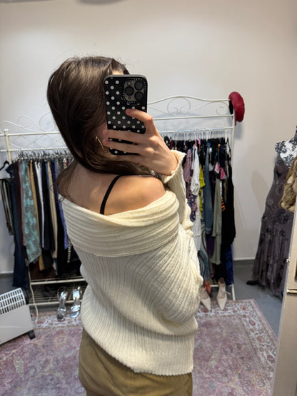 Slouchy off the shoulder knitted jumper