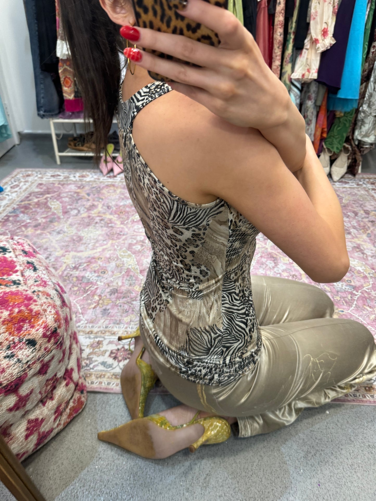 Vintage 00’s PILOT animal printed cowl neck top