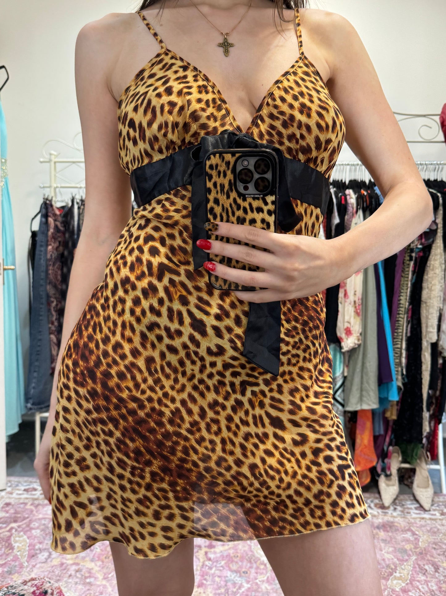 Vintage 00’s leopard print slip mini dress