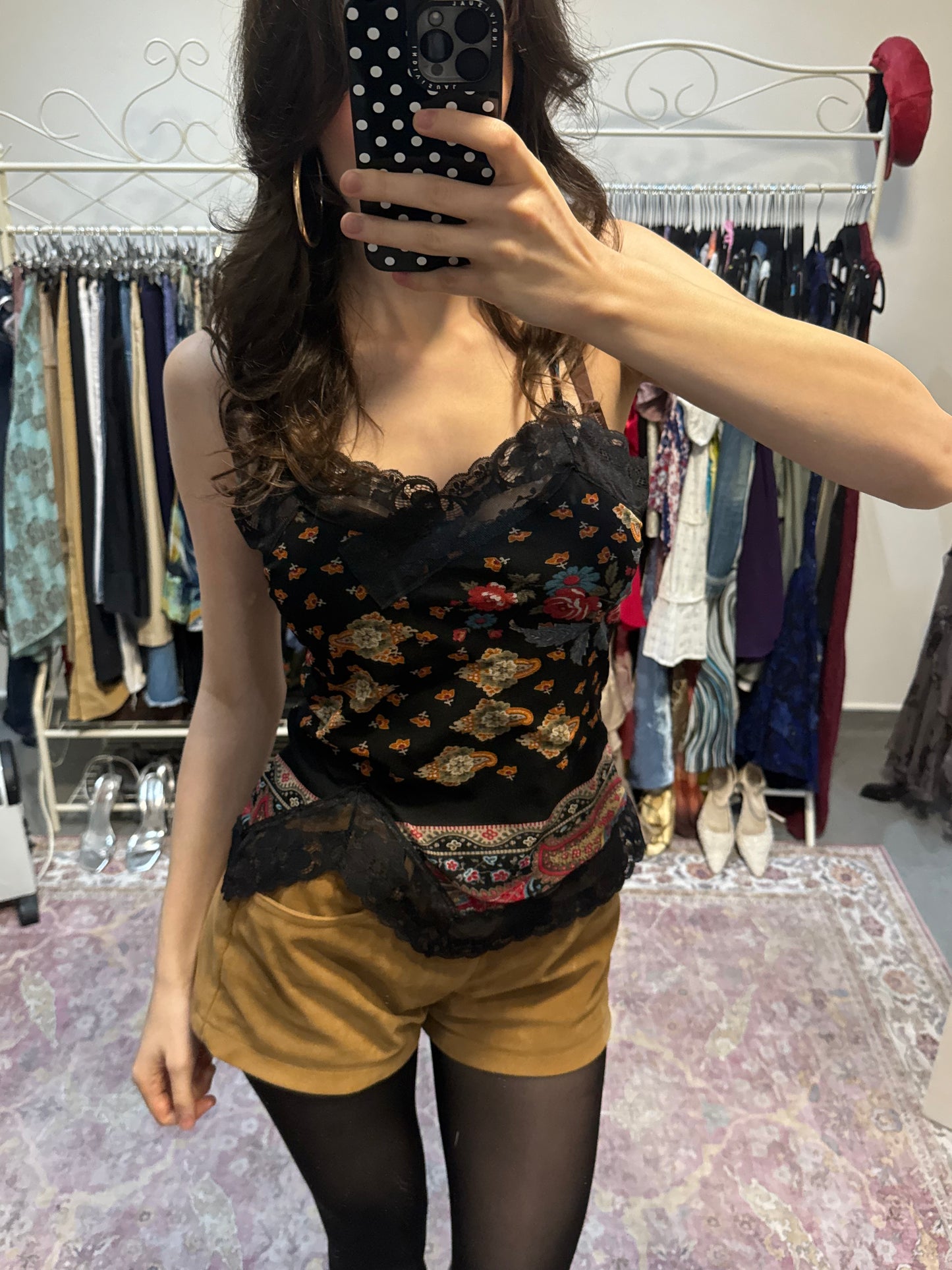 Vintage floral lace trim 00’s cami