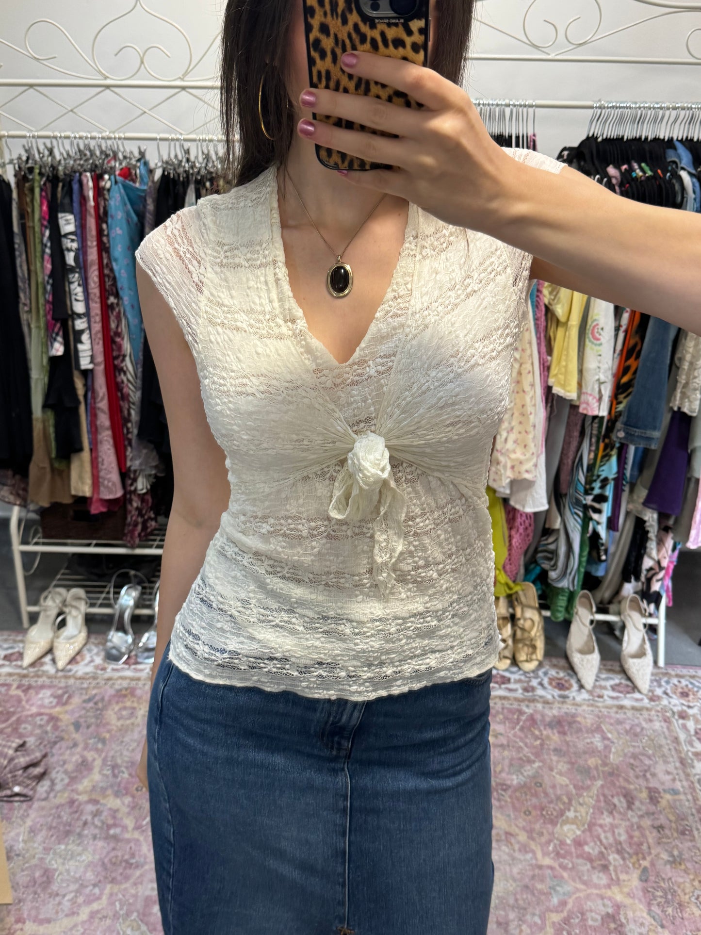 Vintage 00’s lace tie front top