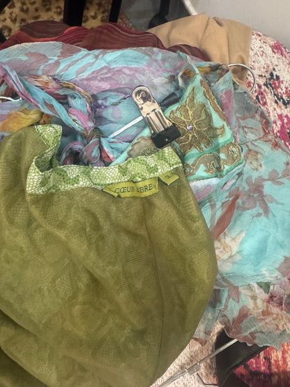 Vintage 00’s snake print midi skirt with laced trim