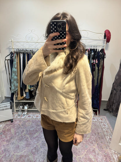 Vintage 00’s suede fur trim coat