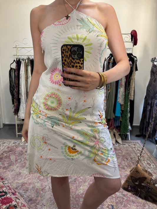 Vintage 00’s beautiful embellished halter neck midi dress