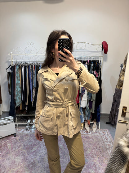 Vintage per Una button up trench coat