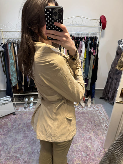 Vintage per Una button up trench coat