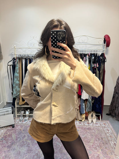 Vintage 00’s suede fur trim coat