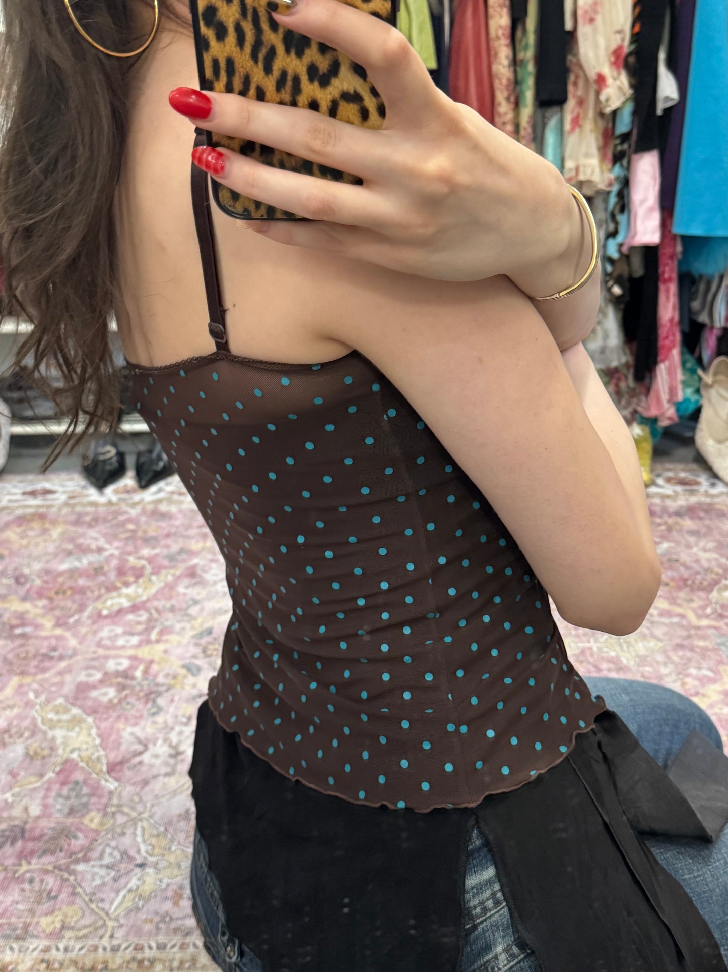 Vintage 00’s polka dot sheer cami