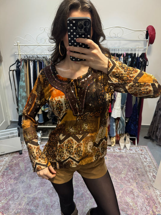 Vintage 00’s patterned boho blouse