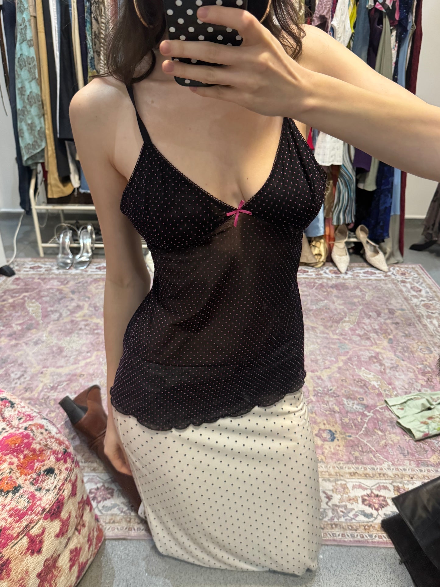Vintage 00’s polka dot bow detailed camisole