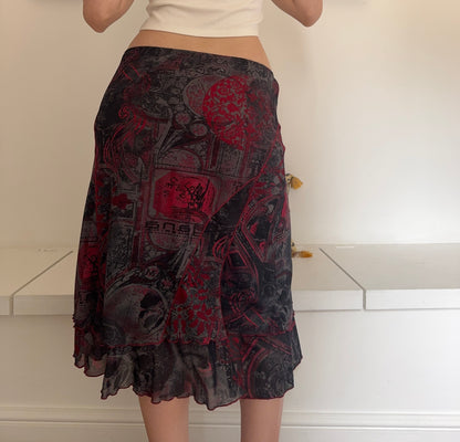 Vintage 00’s grunge graphic midi skirt