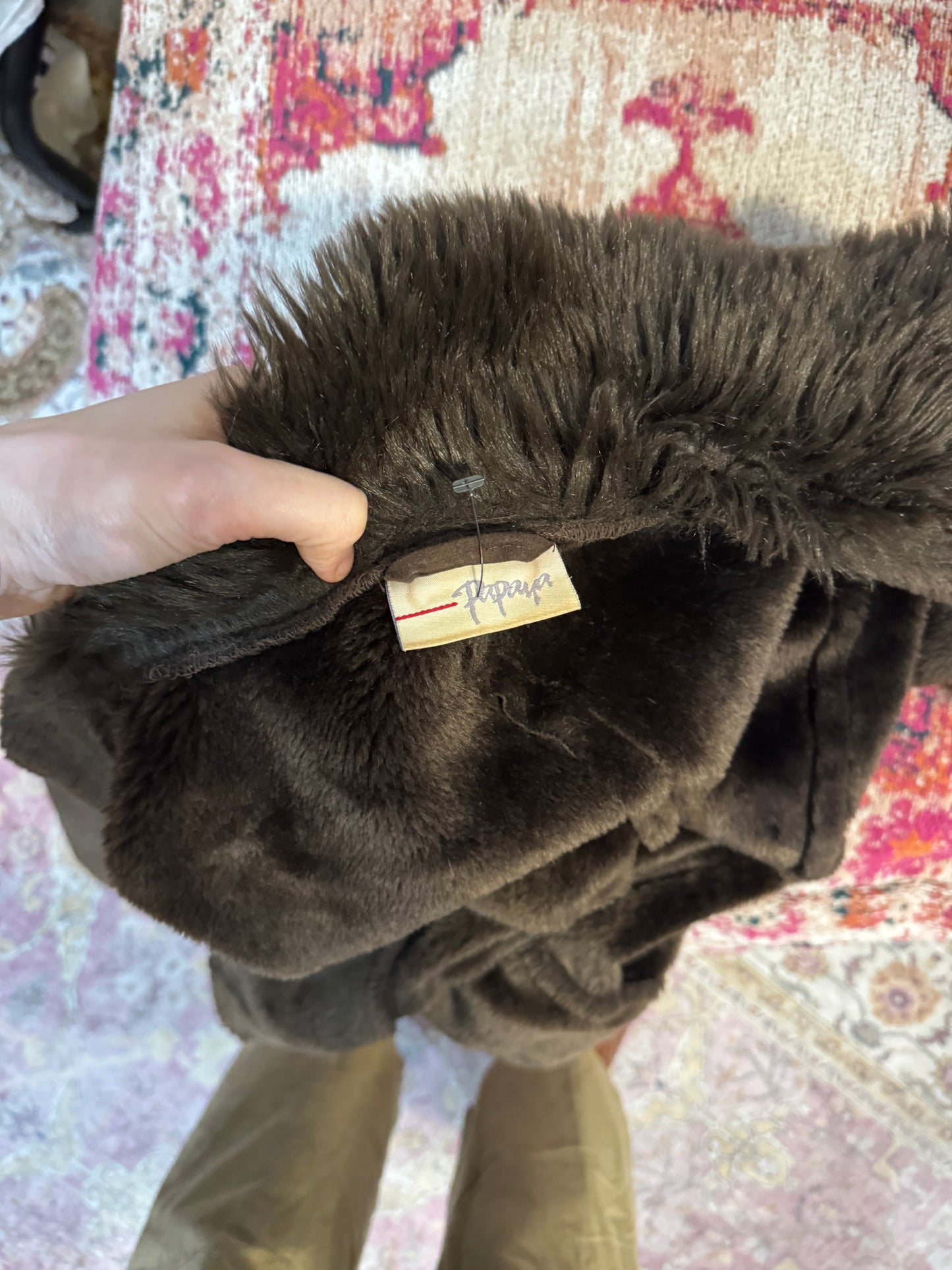 Vintage papaya faux fur coat