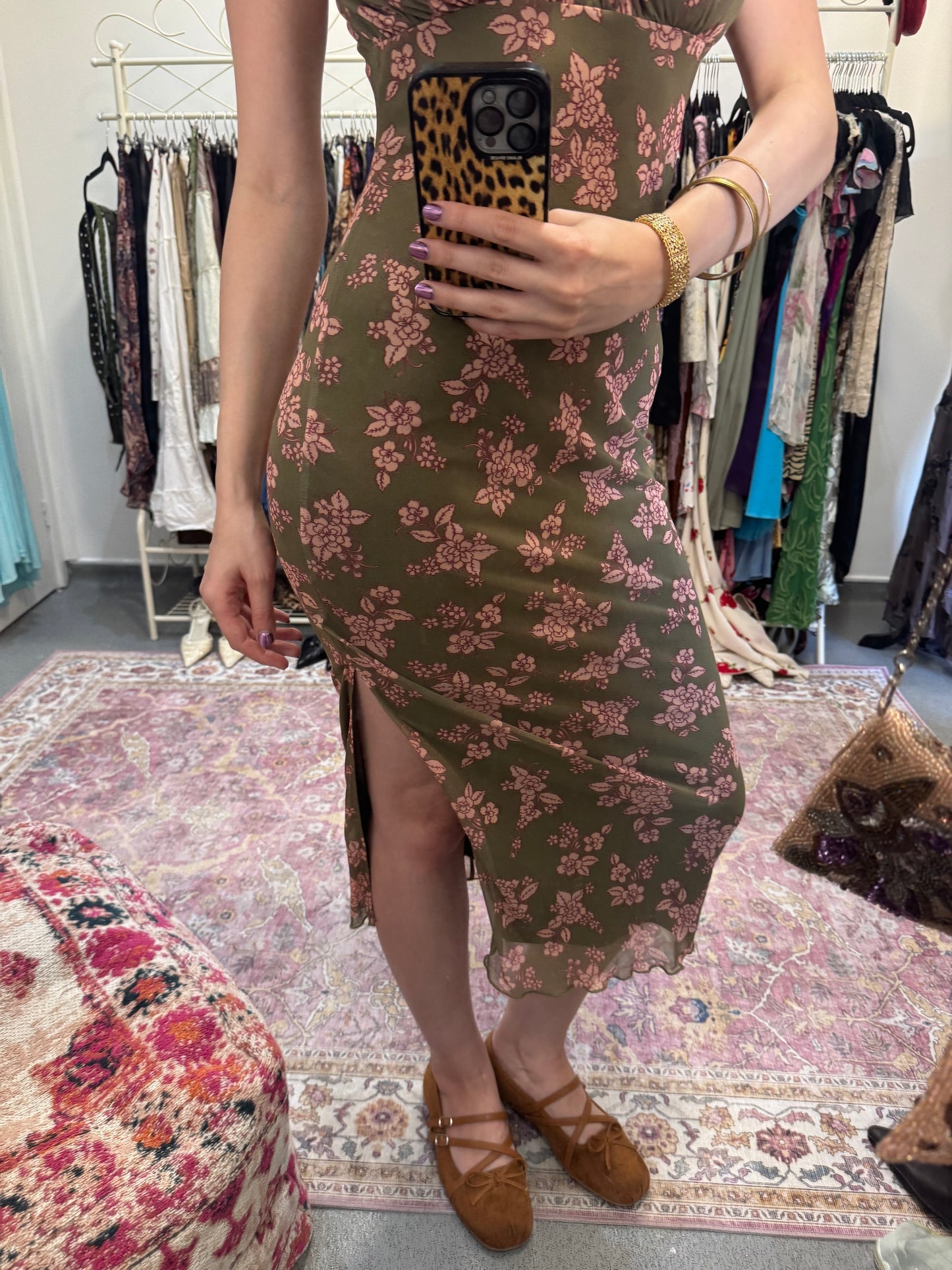 Vintage river island floral max dress with split thigh