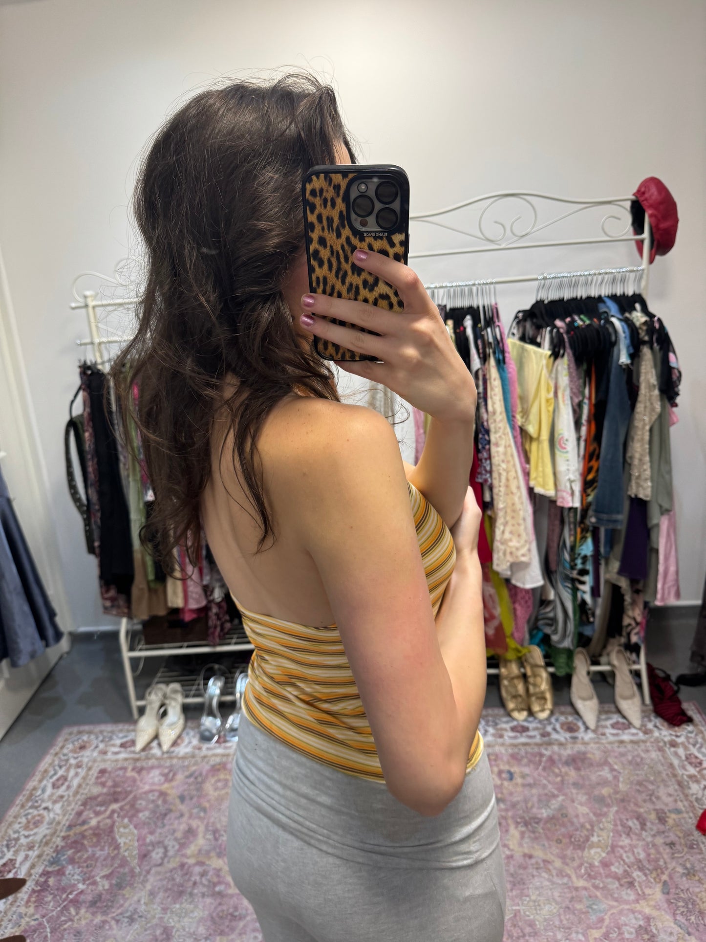 Vintage 00’s yellow striped halter